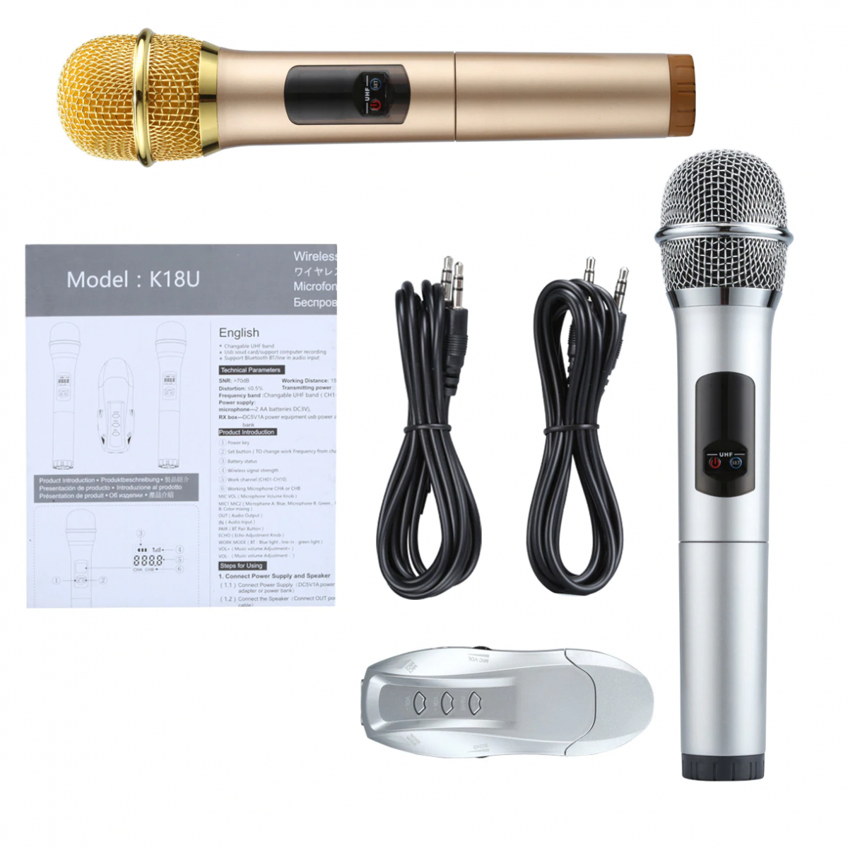 Micro Karaoke kh ng d y h t tr n t Excelvan K18U 02 mic UHF